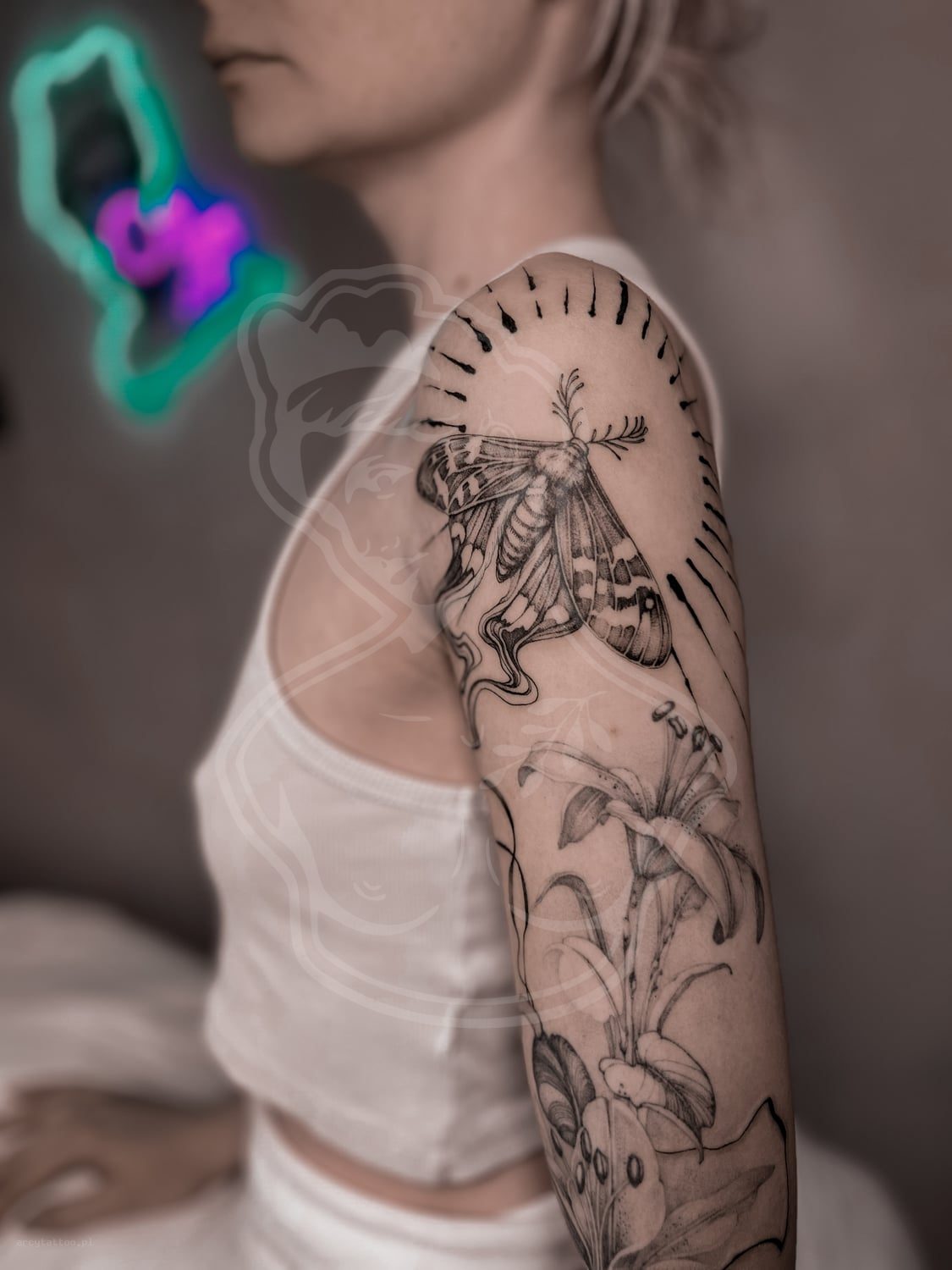 Tatuaż Botanika cma rekaw - ArcyTattoo Lublin