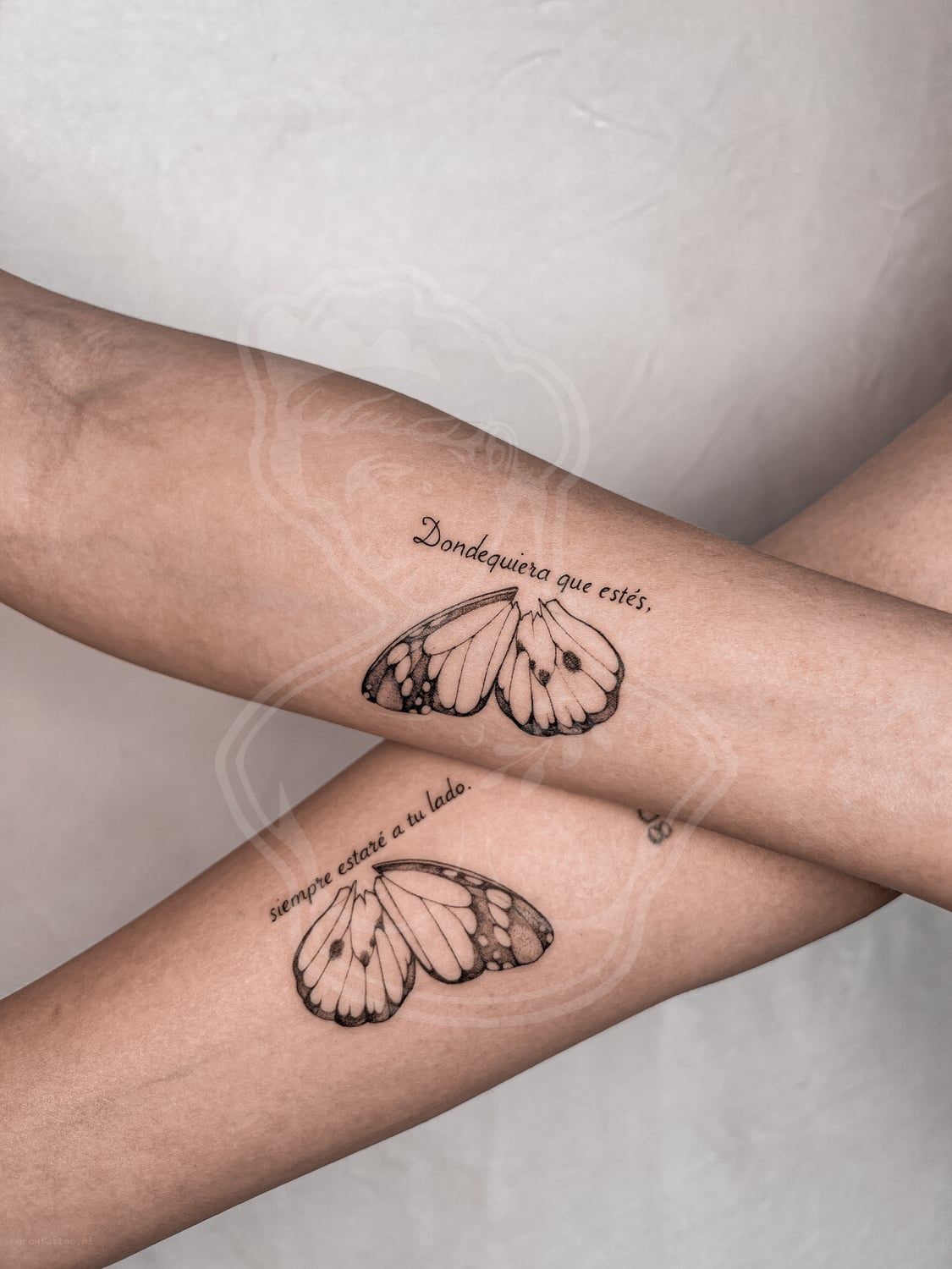 Tatuaż Fineline motyle para - ArcyTattoo Lublin